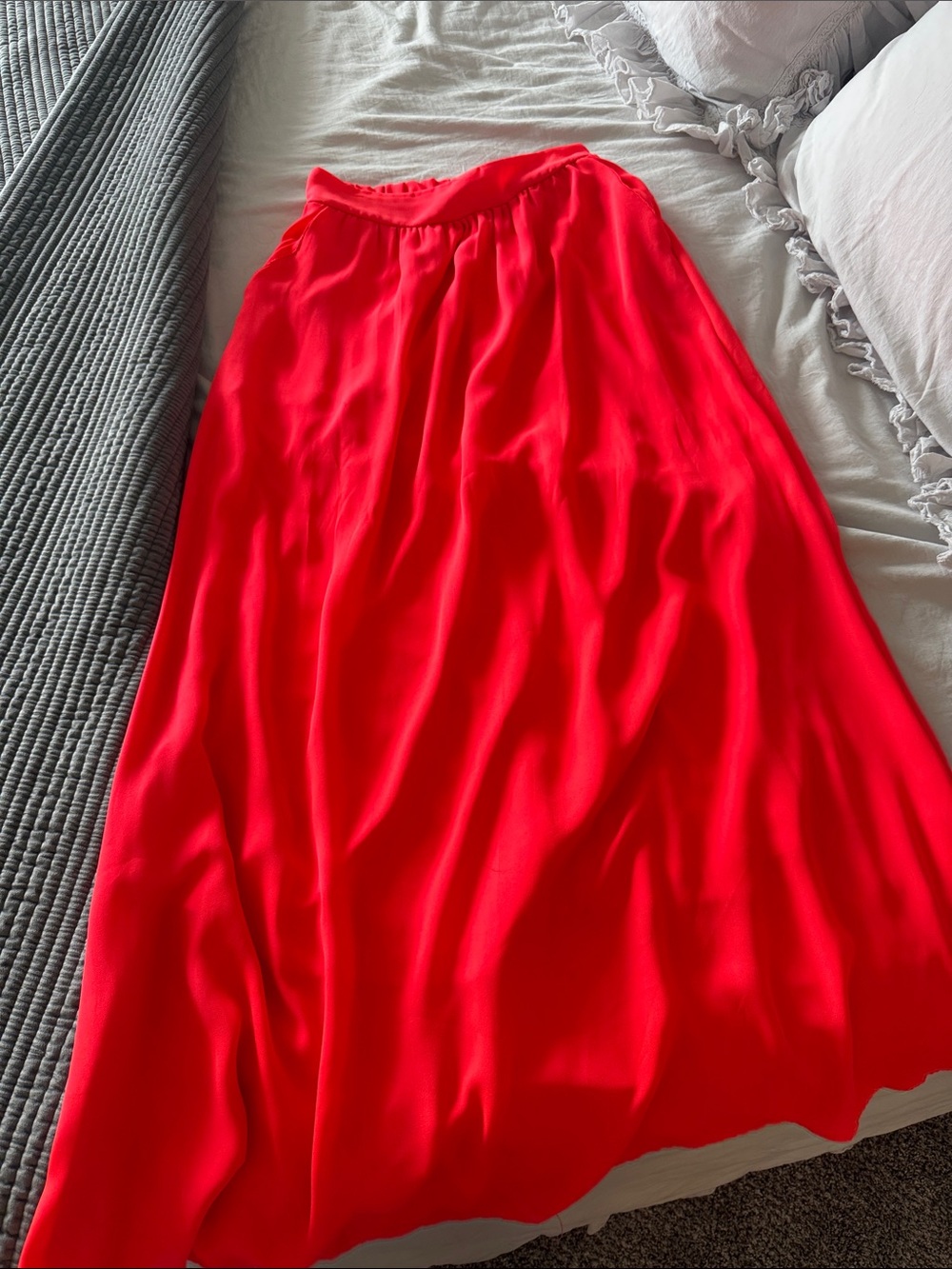 NYMPHE Bold Coral Flowing Maxi Skirt